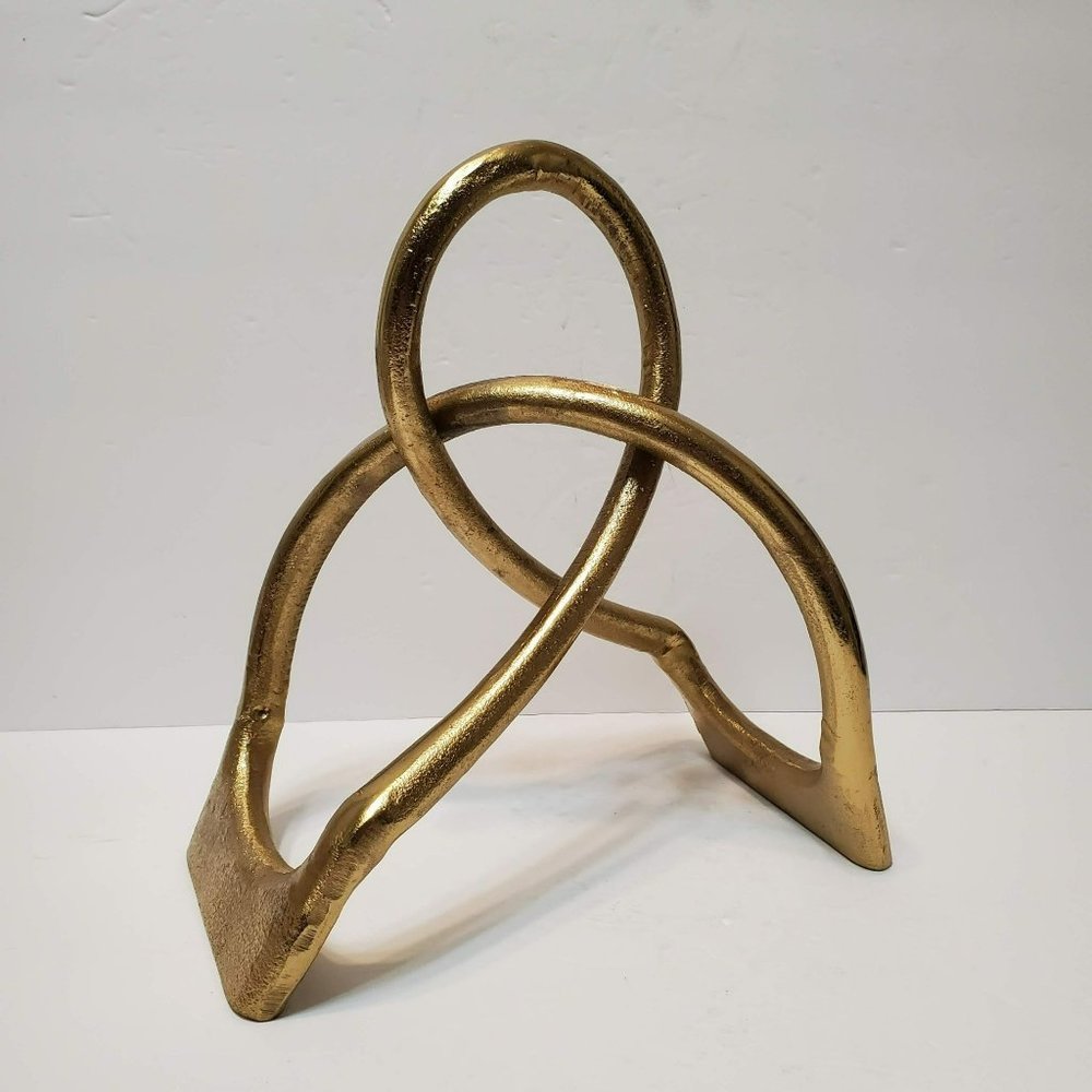 Love Knot Gold Metal Sculpture, Geometric, Brass, John Richard Style